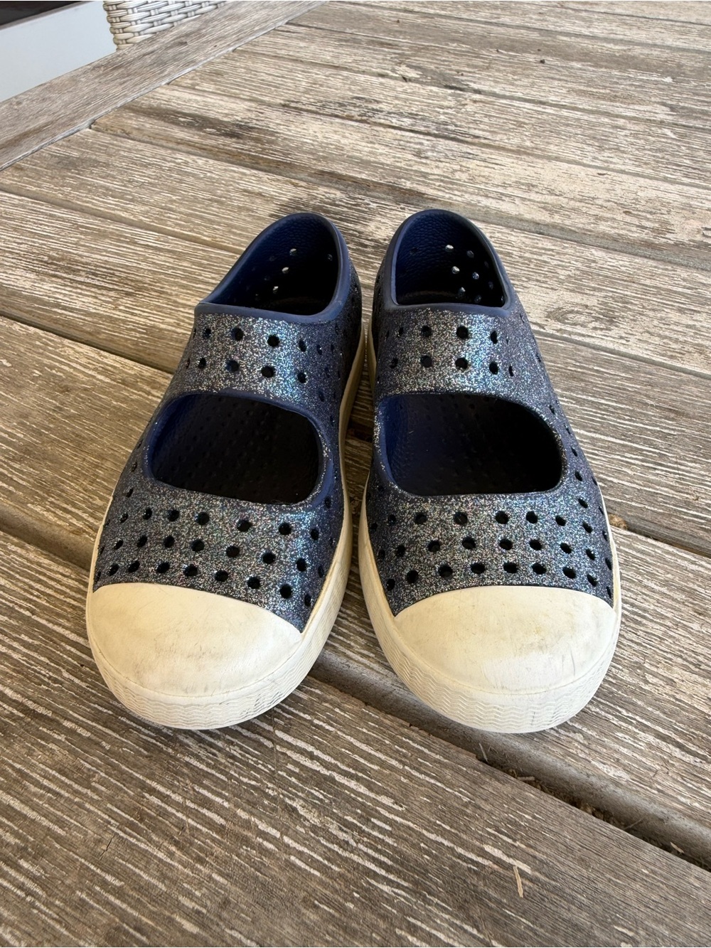 Girls Navy Natives Glitter Slip-On Mary Jane Kids Shoes